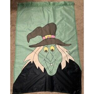 Large Green witch wicked halloween Flag Outdoor Garden 43.25"x27.5